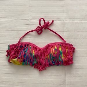 Tie Dye Fringe Bikini Top